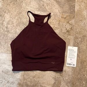 NWT lululemon Dark Burgundy High-Neck Tank with Built in Bra | Sz M